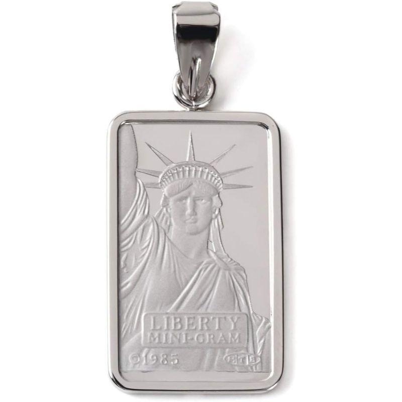 ハッピーグッツショップ プラチナ コイン 2g ペンダントトップ リバティ 自由の女神 シンプル 枠 メンズ レディース 首飾り ネックレス