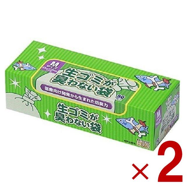 生ゴミが臭わない袋 BOS ボス 生ゴミ 処理袋 M サイズ 90枚入 防臭袋 キッチン ゴミ箱 ホワイト 2個 の商品画像