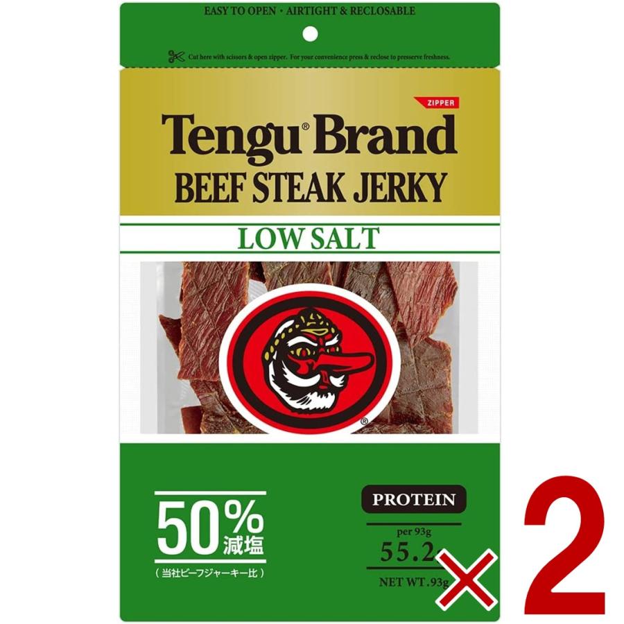 天狗 テング ビーフジャーキー 減塩 50% 93g おつまみ 送料無料 ビール プロテイン キャンプ お土産 日本酒 お酒 2個 : SG ...