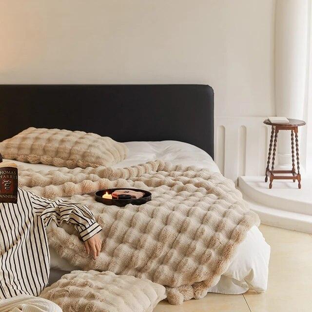 暖かい模造毛皮毛布、豪華スロー毛布、ハイエンド毛布ベッド、快適な