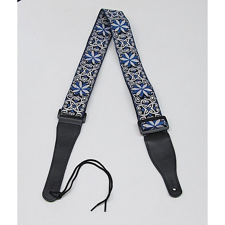 ギターストラップ SGS-2 刺繍花模様 5cm幅 狭いところのストラップピン