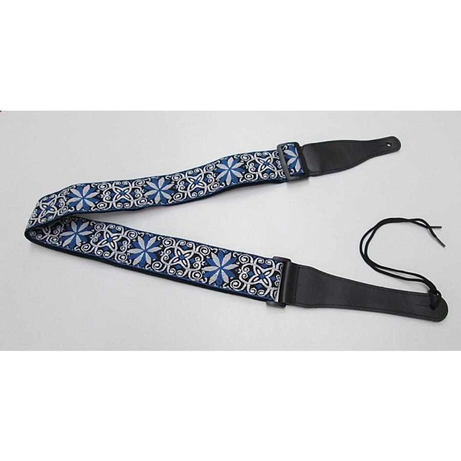 ギターストラップ SGS-2 刺繍花模様 5cm幅 狭いところのストラップピン
