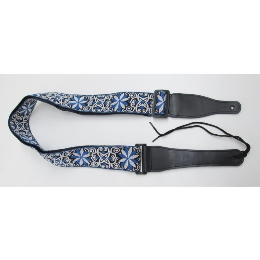 ギターストラップ SGS-2 刺繍花模様 5cm幅 狭いところのストラップピン