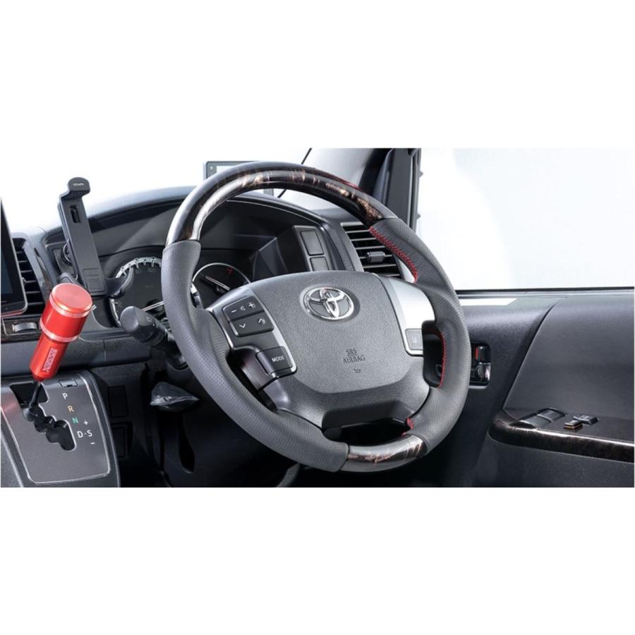 エセックス(ESSEX/CRS) ガングリップステアリングマホガニー調黒木目 200系ハイエース4型・5型専用