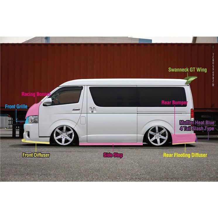 200系ハイエースVer4 200W-GTサイドステップ+サイドディフューザー塗装