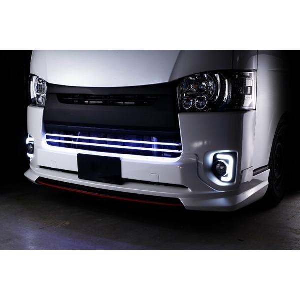 ハイエース 200系 4型 LEDバンパーグリルカバー ホワイトLED付き フェガーリ) ファントム グリルカバー ハイエース 200系 4型 標準