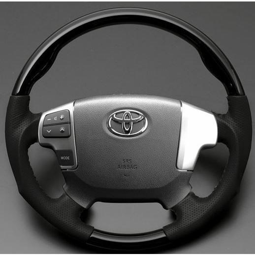 ウッド＆レザーステアリング 200系ハイエース4型 ピアノブラック