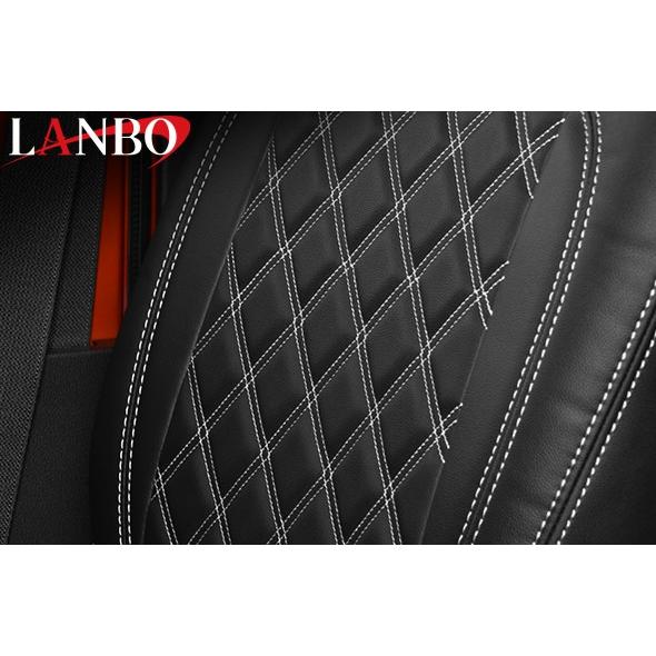 LANBO（ランボ) シートカバー【ブラックレザー×ホワイトステッチ 