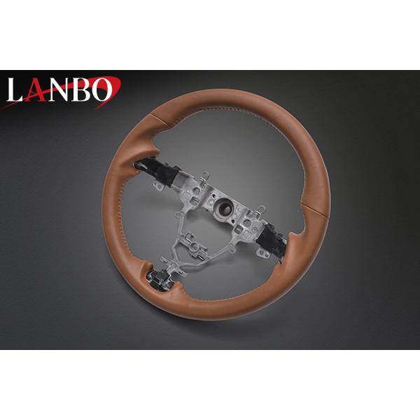 【JB64Wジムニー・JB74Wジムニーシエラ】オリジナルステアリング ガングリップ キャメルオールレザーLSS06F(ランボ/LANBO)_1