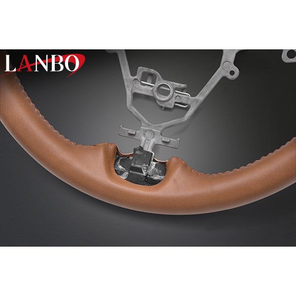 【JB64Wジムニー・JB74Wジムニーシエラ】オリジナルステアリング ガングリップ キャメルオールレザーLSS06F(ランボ/LANBO)_3