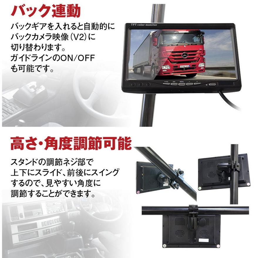 7インチポールマウントモニター2系統入力・4ピン接続タイプ PM705