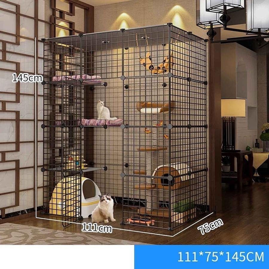 新品未使用！ 猫ケージ キャットケージ 小動物用ケージ 猫用ケージ おしゃれ 屋内 大型 多頭飼い 屋根付き 組み立て簡単 折り畳み式 猫 げーじ 子猫用ケージ 移動便利 掃除が 【1921909320】(11483円)