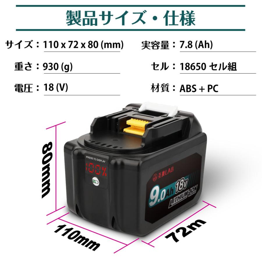 互換ラボ マキタ 互換バッテリー MAKITA 互換 LAB 18V 9Ah 9.0Ah