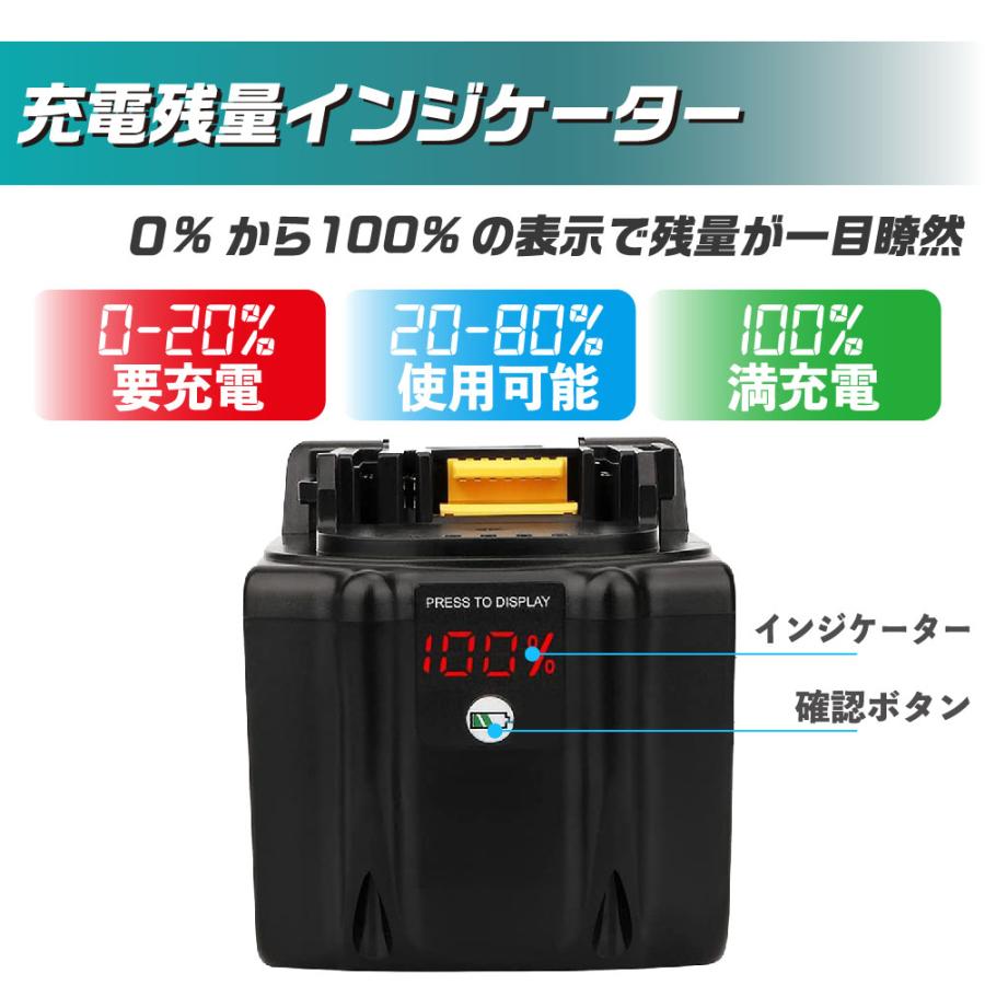 互換ラボ マキタ 互換バッテリー MAKITA 互換 LAB 18V 9Ah 9.0Ah Waitley 掃除機 充電器 インパクト ブロワー 対応 LED デジタル残量表示 自己故障診断 WTL1890｜shade｜06