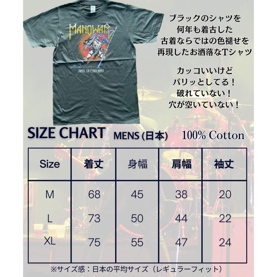 古着風 バンド Tシャツ ロック MANOWAR マノウォー ロック バンド メンズ 半袖 黒｜shake-hand-store｜05