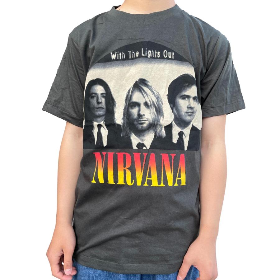 古着風 バンド Tシャツ ロック NIRVANA ニルバーナ メンズ 半袖 黒 With the Lights Out｜shake-hand-store｜08