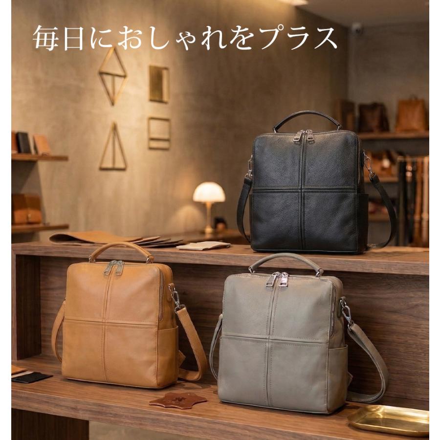 革と帆布の2wayリュック　ブラウン キャンバス レザー リュック 2WAY リュック 本革 リュックサック 革 レザー レディース レディース
