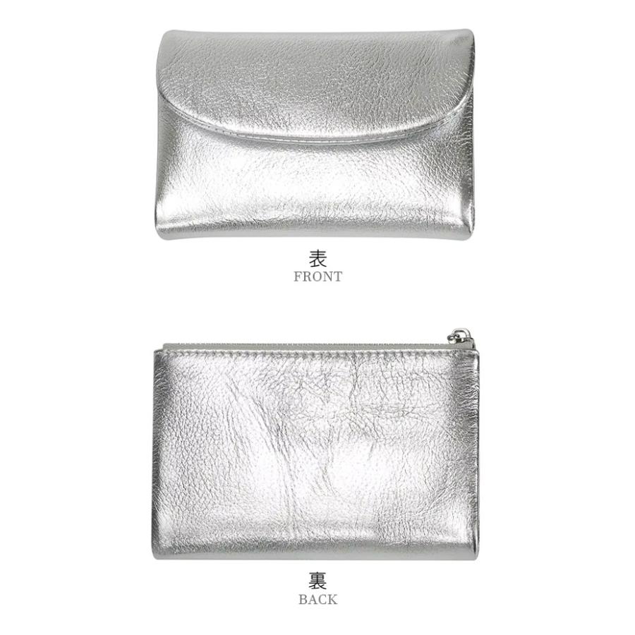 ゴージャス 三つ折り財布 本革 革 レザー ゴールド シルバー 金 銀