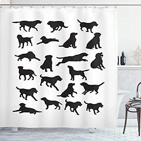 特別価格labradorシャワーカーテンby Ambesonneのシルエットの シャワーカーテン オンラインショップ沙羅の樹の特別価格labradorシャワーカーテンby ブラックペットさまざまな位置で優しいplayfulガン犬 B079nbqxcc カーテン ブラインド 布ファブリックバスル好評販売中