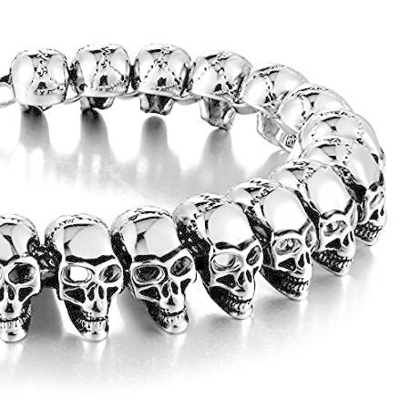 特別価格Urban Jewellery 316L Stainless Steel Skull Head Gothic Biker Bracelet for M好評販売中