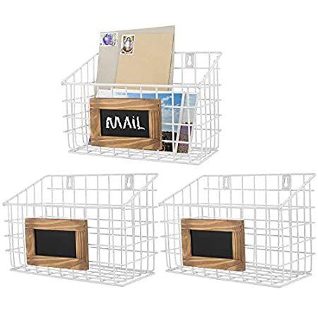 特別価格mygift バス 洗面所用品 素朴なホワイトメタルワイヤー 壁掛け収納バスケット 黒板ラベル付き 壁掛け収納バスケット オンラインショップ沙羅の樹 黒板ラベル付き 3個セット好評販売中 B01rf52m