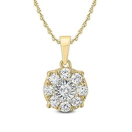 人気提案 Gold White 10K Diamond Natural White Round 1/4ct Trove 特別価格Cali Cluster 好評販売中 Flower ネックレス、ペンダント