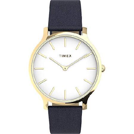 メンズ レディース ウオッチ リストウオッチ ブランド 海外Timex W0men's Transcend 38mm Watch - White Dial G0ld-T0ne Case with Blue Leather Strap