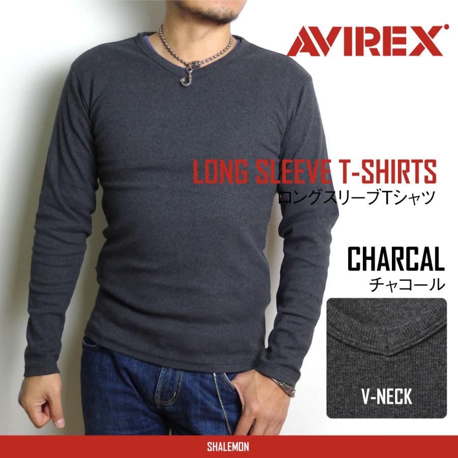 AVIREX アヴィレックス  ( Vネック クルーネック 長袖 Tシャツ ロンT  ロングTシャツ ) ( 限定 ハンドタオル 付 )    (品番6153480-V)(品番6153481-C)｜shalemon｜13