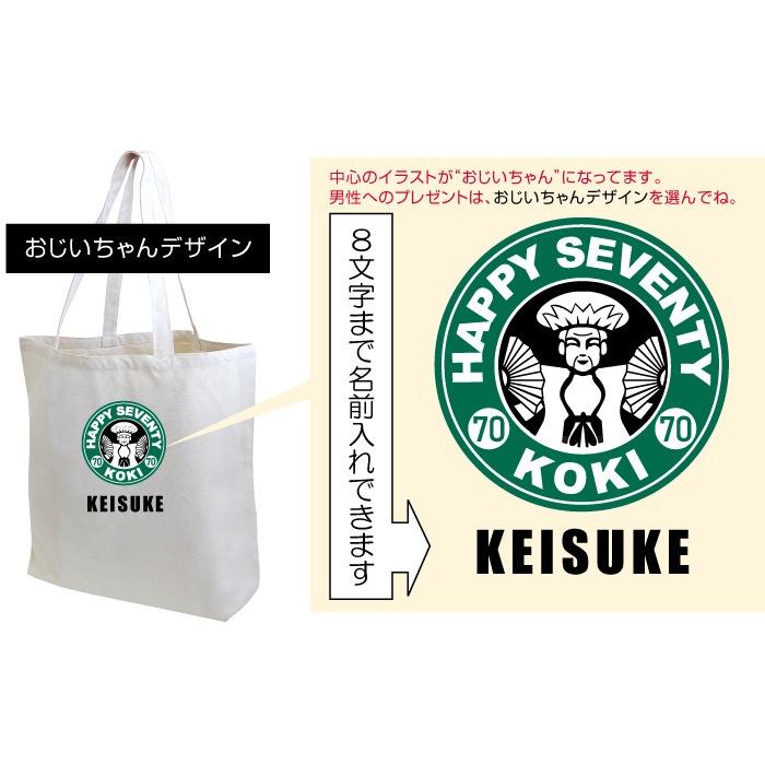 シャレもん 古希 お祝い プレゼント 母 父 名入れ 紫 ( 大きな トート