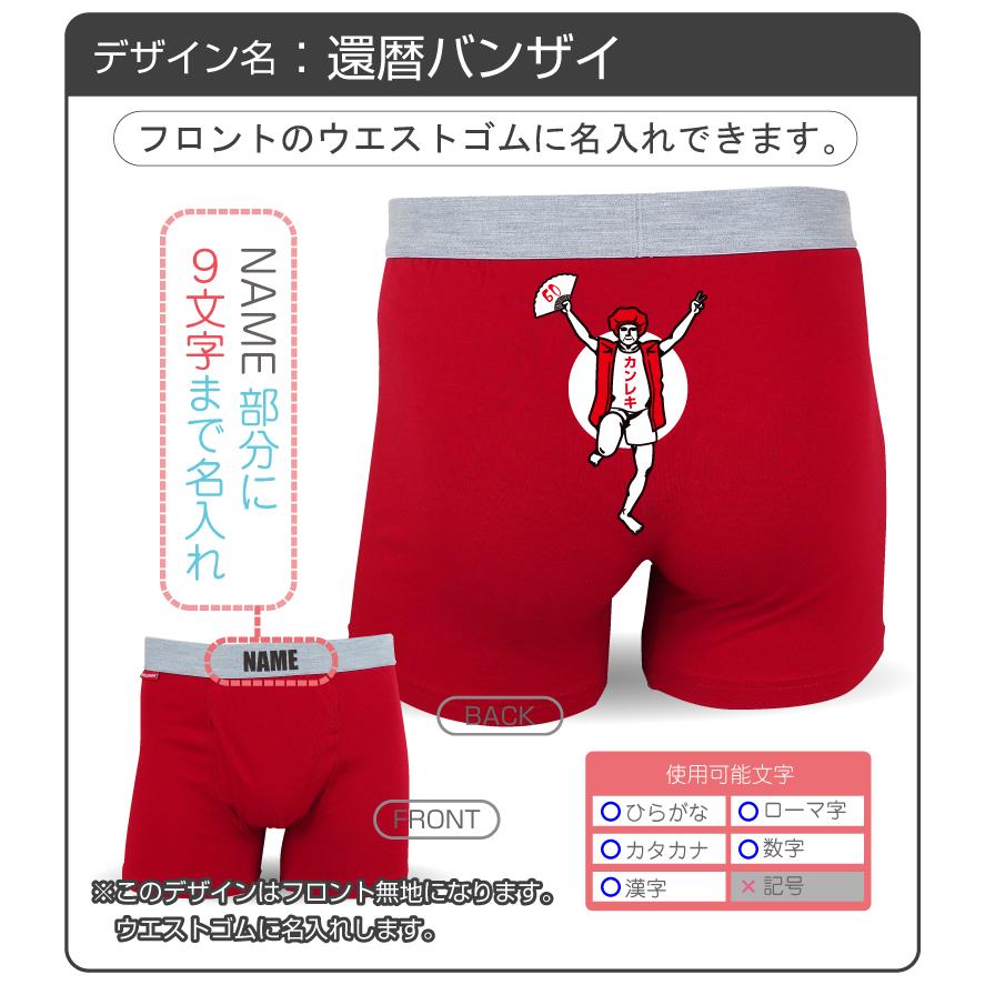 シャレもん 還暦祝い プレゼント 名入れ 【 前開き ボクサーパンツ