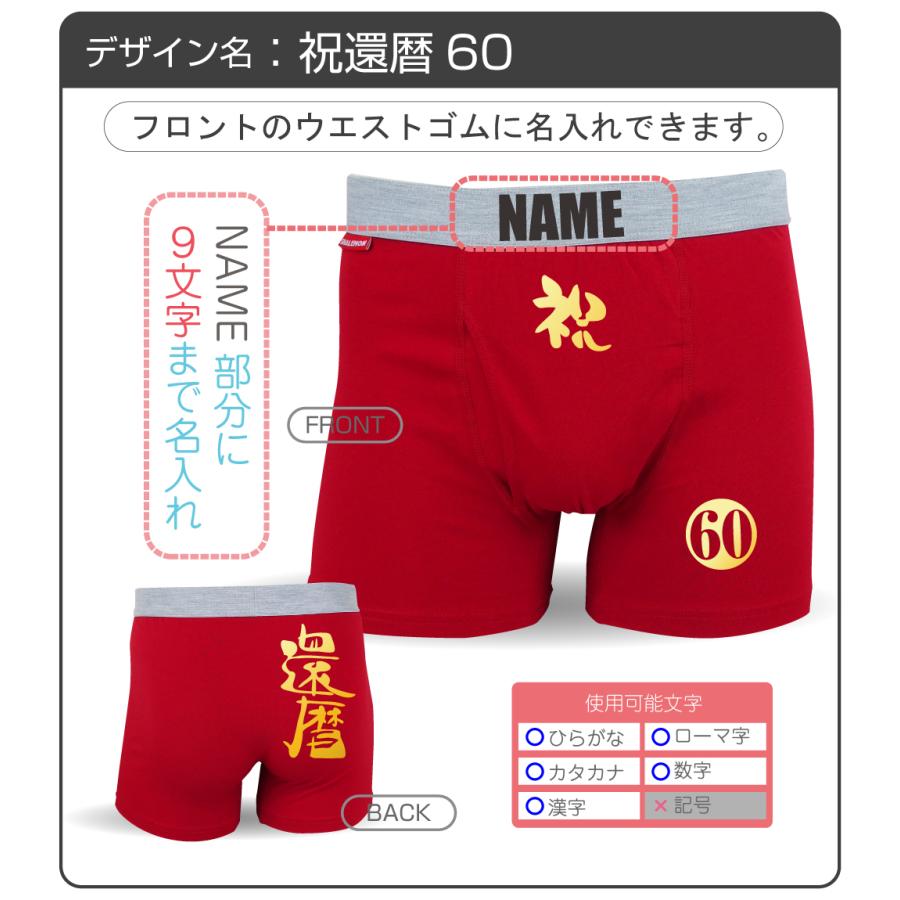 シャレもん 還暦祝い プレゼント 名入れ 【 前開き ボクサーパンツ