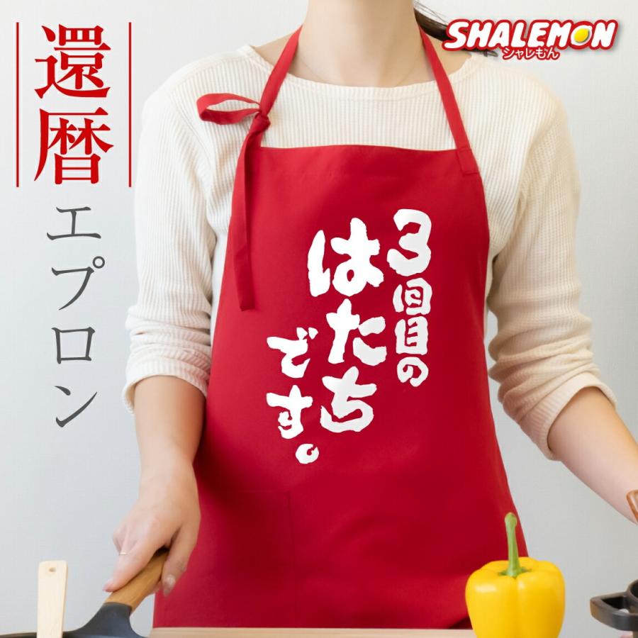 還暦祝い エプロン 母 女性 還暦 おしゃれ ( 3回目のはたちです