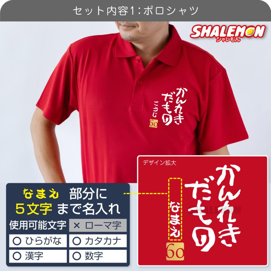 シャレもん 60歳 お祝い 還暦祝い 名入れ ( かんれきだもの 3点セット