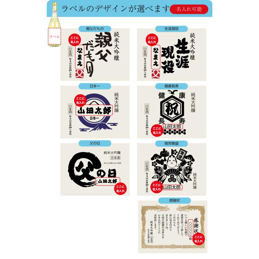 父の日 ギフト 名入れ 日本酒 純米大吟醸酒 【 ネクタイ が付いた　金箔酒】【 親父だもの お酒 720ml】【期間限定　タオル プレゼント】 (swb)｜shalemon｜05