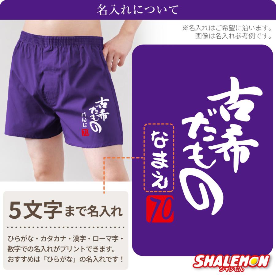 シャレもん 古希祝い 男性 プレゼント 名入れ ( 古希だもの トランクス