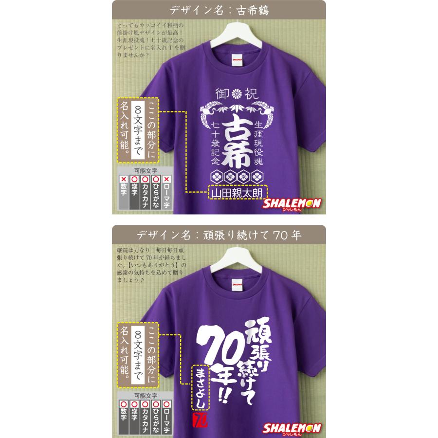 シャレもん 古希祝い 男性 女性 70歳 ( 名入れ Tシャツ お祝い 選べる