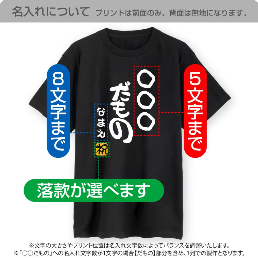 シャレもん 名入れ おもしろ Tシャツ ( ○○だもの )( 選べるカラー