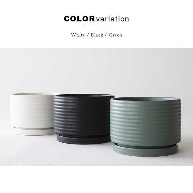 AALTO【 short 】15cm×10cm 植木鉢 受皿付 5号 シンプル グリーン