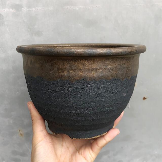 中国古窯　哥窯鉢C 口径13.6cm 高さ6.7cm KAMIYAMA【金彩中深 -L-】ROUND POT 17cm×11.5cm 5号 かみ山陶器