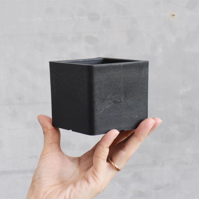 5個セット】BLACK PLASTIC POT【CUBE TYPE】7.5cm×6.5cm 黒 プラ鉢 3号