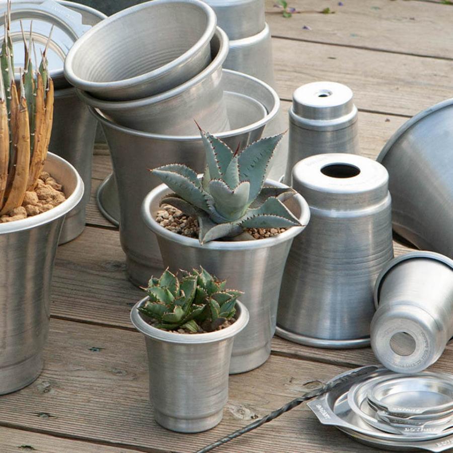 ALUMINUM POT with SAUCER【 L size 】φ20×H19.5cm 植木鉢 7号