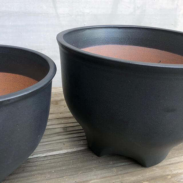 伝市鉢 コウロ型【ブラック】5号 植木鉢 陶器 丹波立杭焼 市野伝市窯