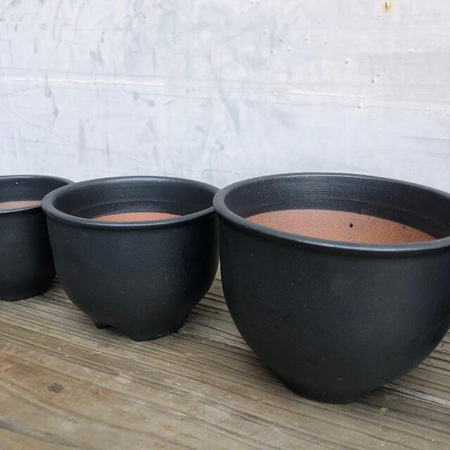 伝市鉢 コウロ型【ブラック】5号 植木鉢 陶器 丹波立杭焼 市野伝市窯