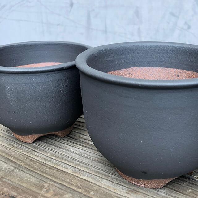 伝市鉢 コウロ型【黒化粧】3.5号 植木鉢 陶器 丹波立杭焼 市野伝市窯