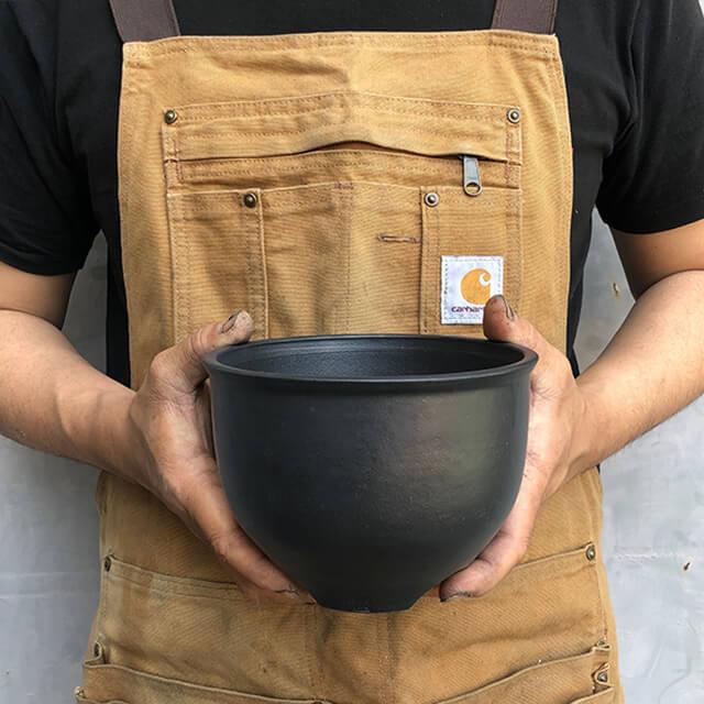 伝市鉢 コウロ型【黒化粧】5号 植木鉢 陶器 丹波立杭焼 市野伝市窯