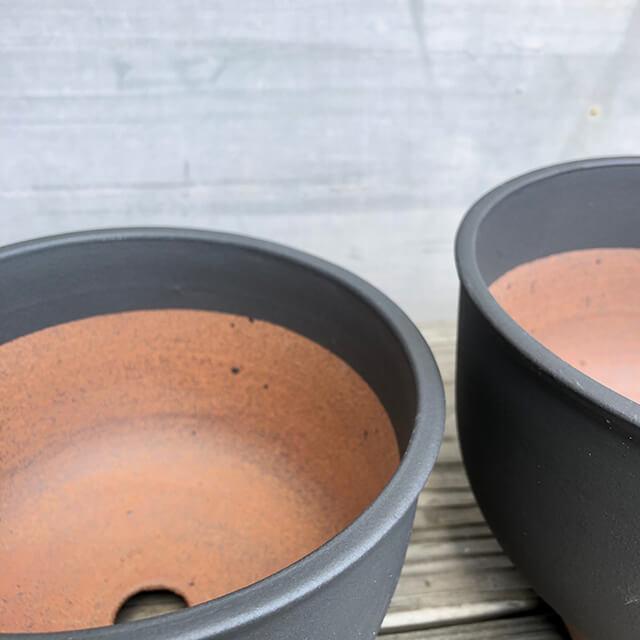 伝市鉢 コウロ型【黒化粧】6号 植木鉢 陶器 丹波立杭焼 市野伝市窯