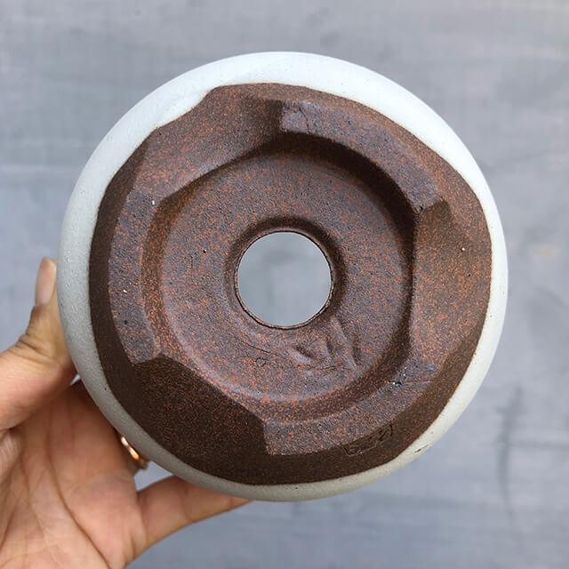 伝市鉢 コウロ型【白化粧】3.5号 植木鉢 陶器 丹波立杭焼 市野伝市窯