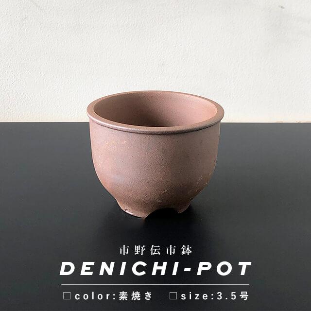 伝市鉢 コウロ型【素焼き】3.5号 植木鉢 陶器 丹波立杭焼 市野伝市窯