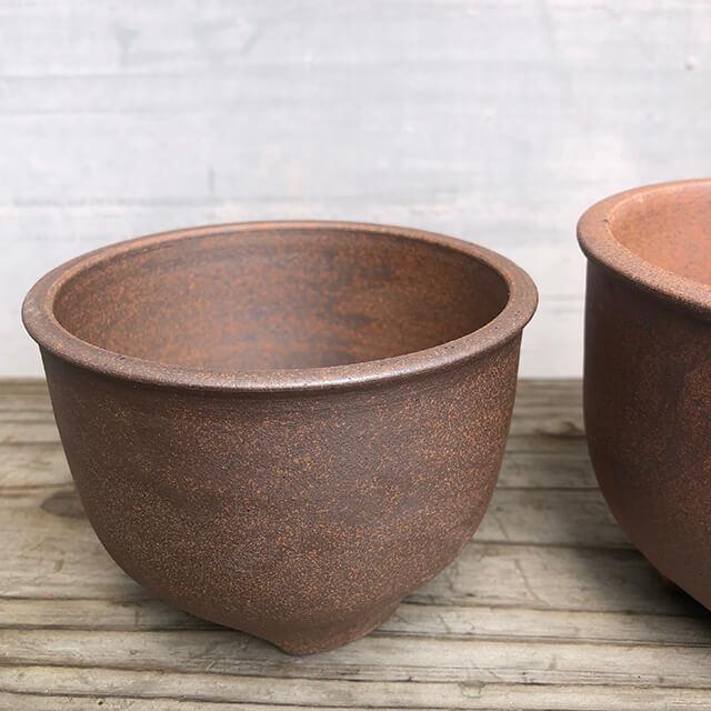 伝市鉢 コウロ型【素焼き】3.5号 植木鉢 陶器 丹波立杭焼 市野伝市窯