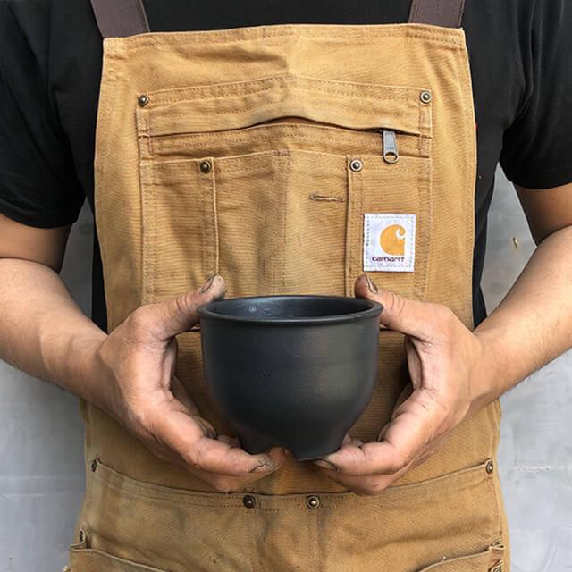 伝市鉢 コウロ型【素焼き】3.5号 植木鉢 陶器 丹波立杭焼 市野伝市窯